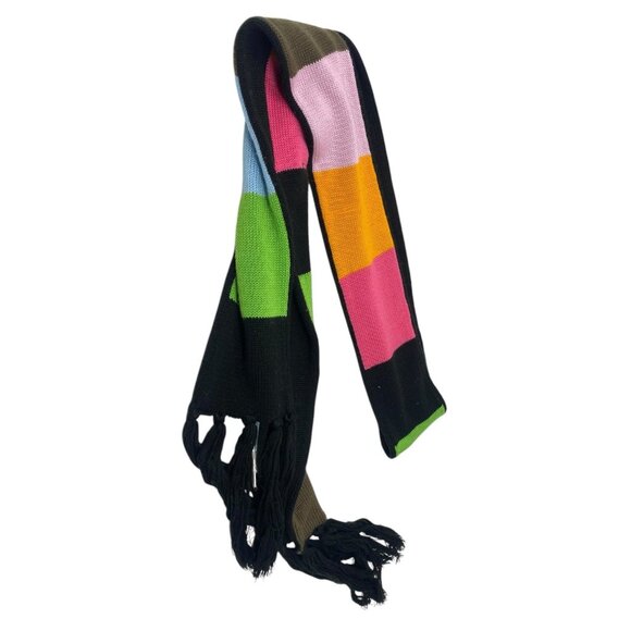 ROXY Womens Multicolor Colorblock Block Scarf OS Logo Fun Surfer Skater Brand - Picture 3 of 5
